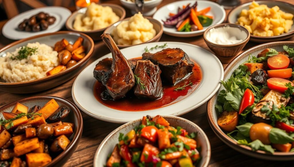 Beef Cheeks with Side Dishes