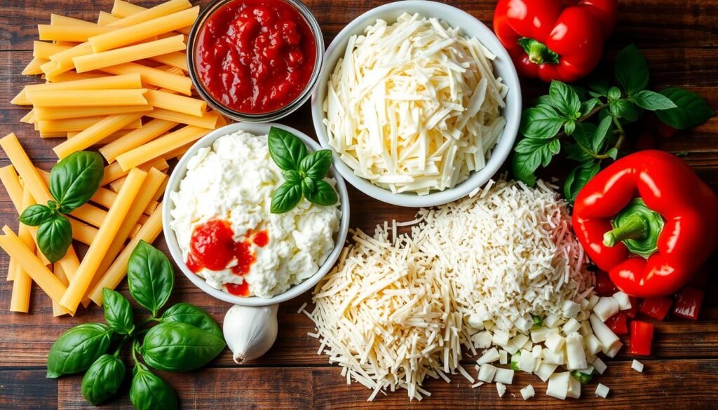 Ingredients for Cheesy Ziti Bake
Meatless Baked Ziti Recipe